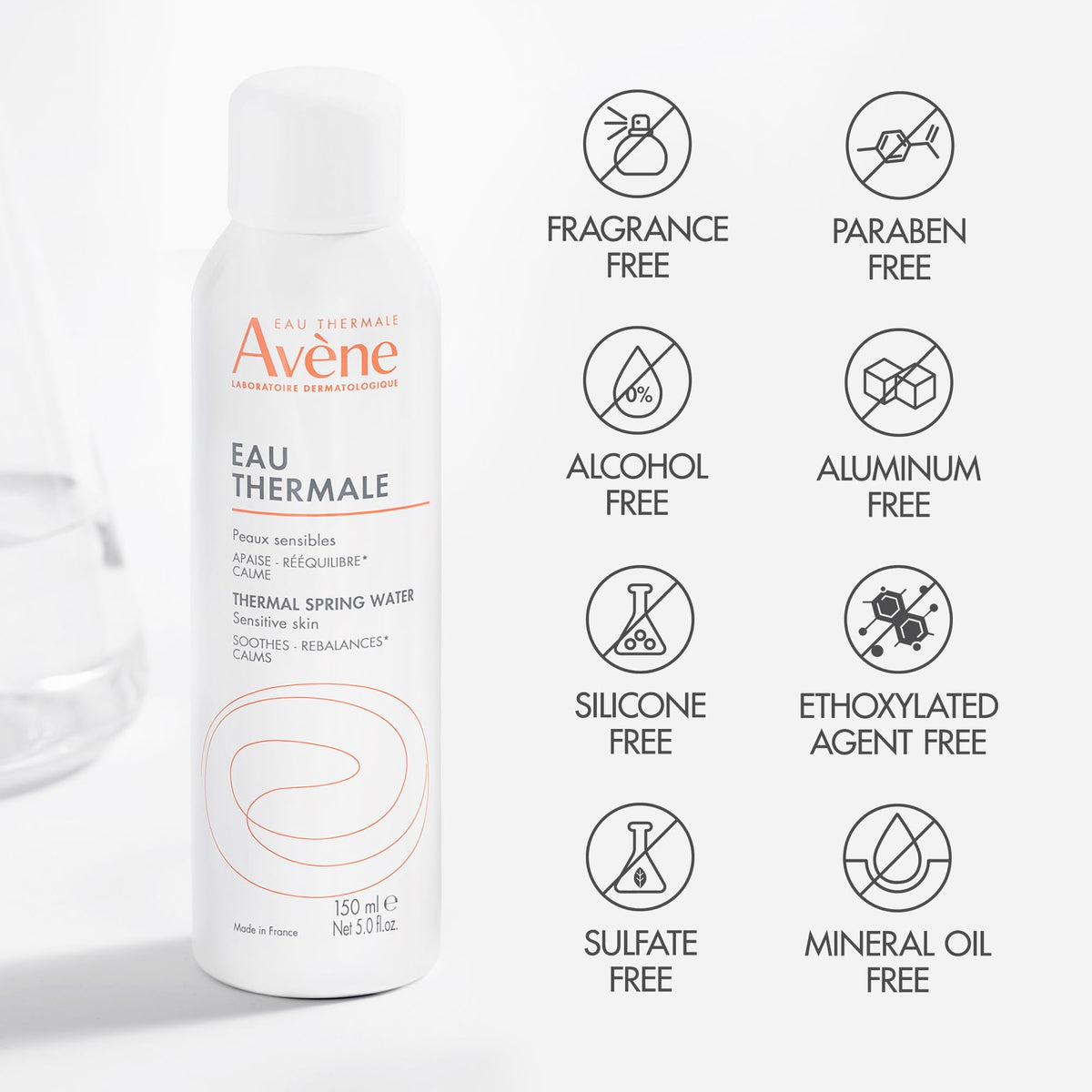 Eau Thermale Avène Thermal Spring Water 5 oz with ingredients list