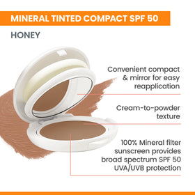 Eau Thermale Avène Tinted SPF 50 Mineral Sunscreen compact open showing tinted cream