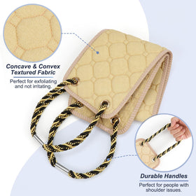 eaxun 38.5 Inch Exfoliating Back Scrubber hanging to dry