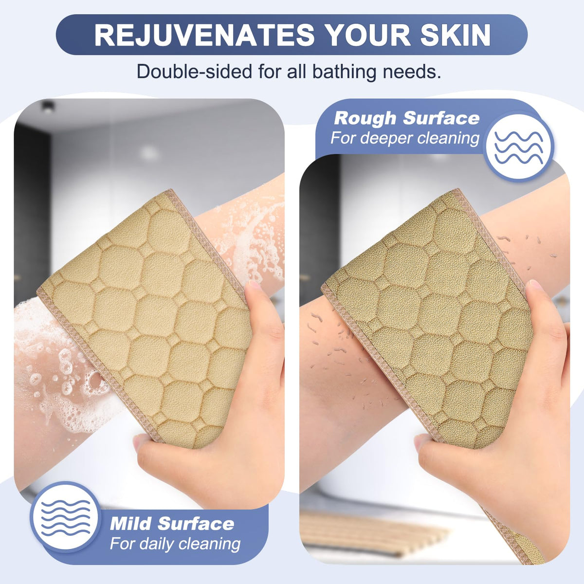 eaxun back scrubber in a bathroom setting with soap