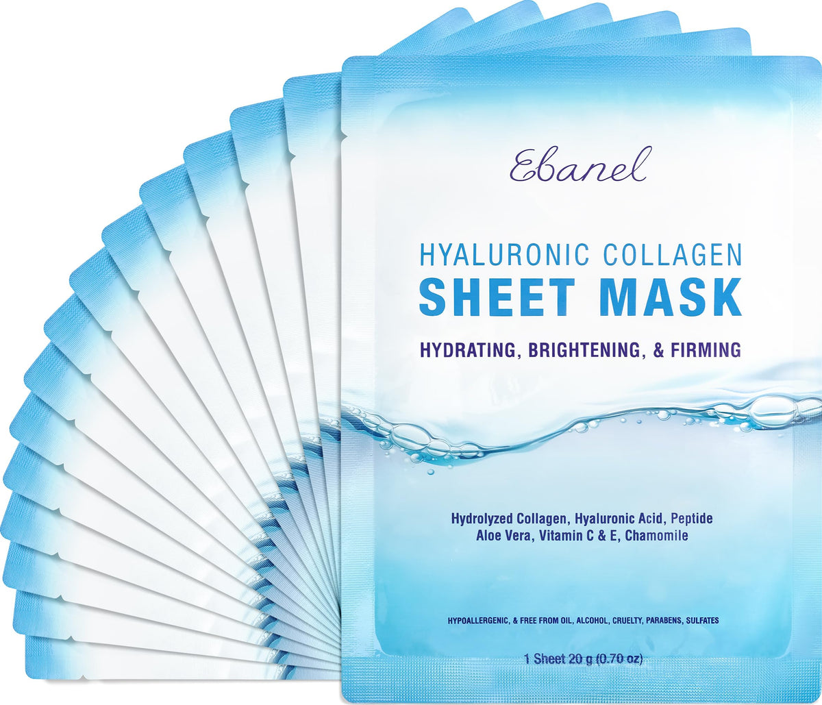 Ebanel 15-Pack Collagen Face Mask front view