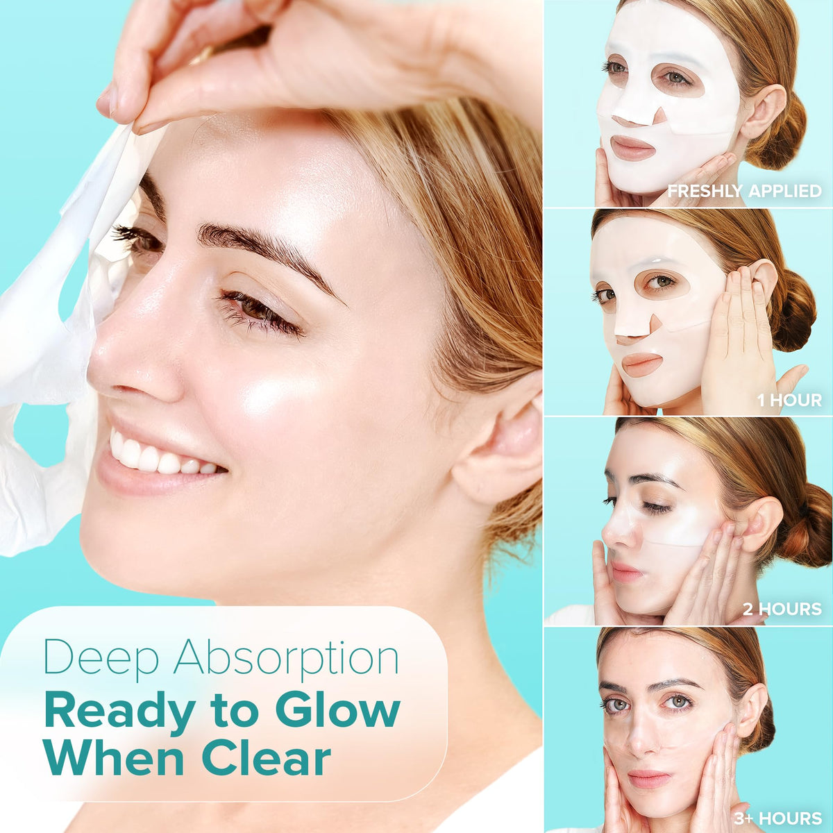 Ebanel Bio Collagen Face Mask applied on model's face