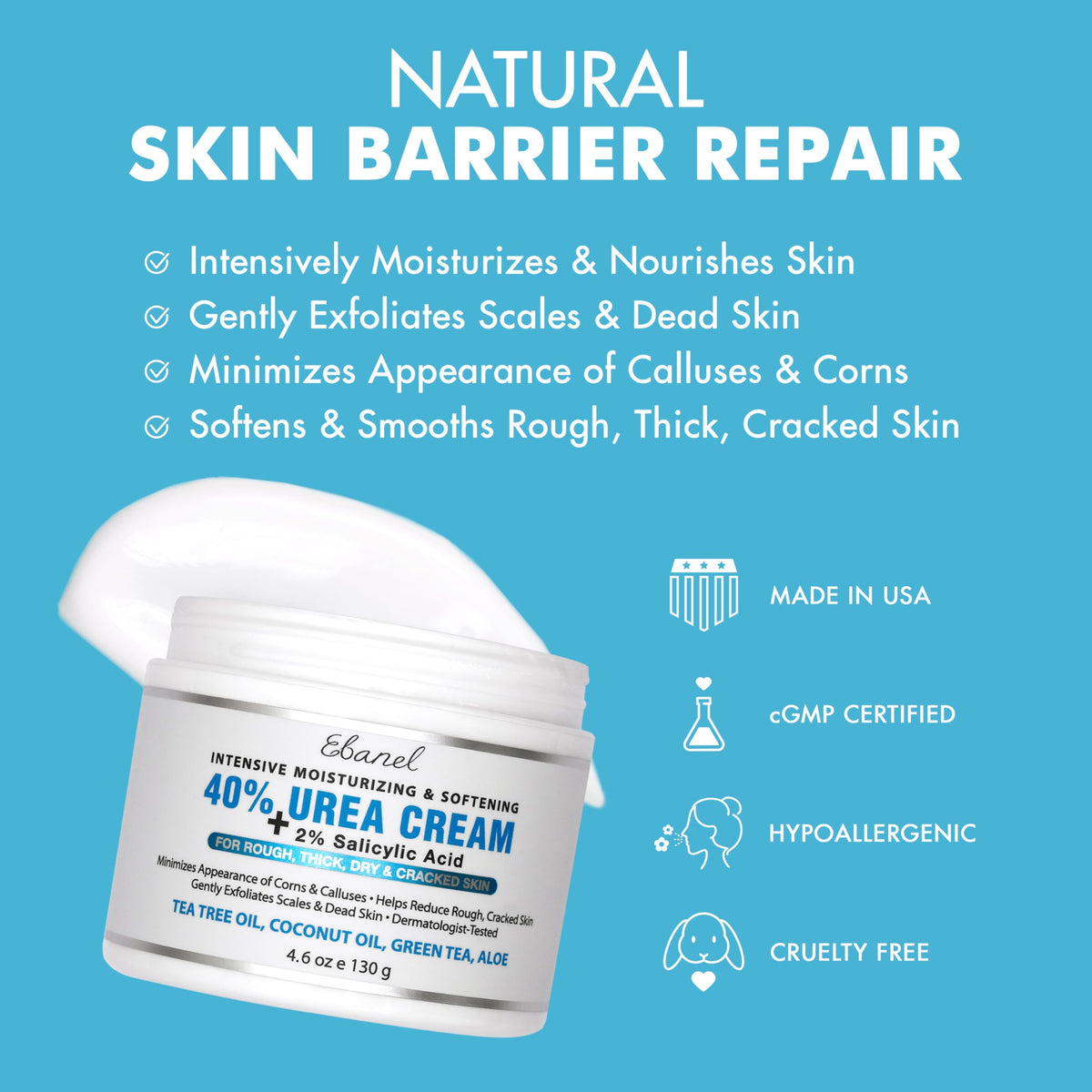 Ebanel Urea Cream 40% application on feet