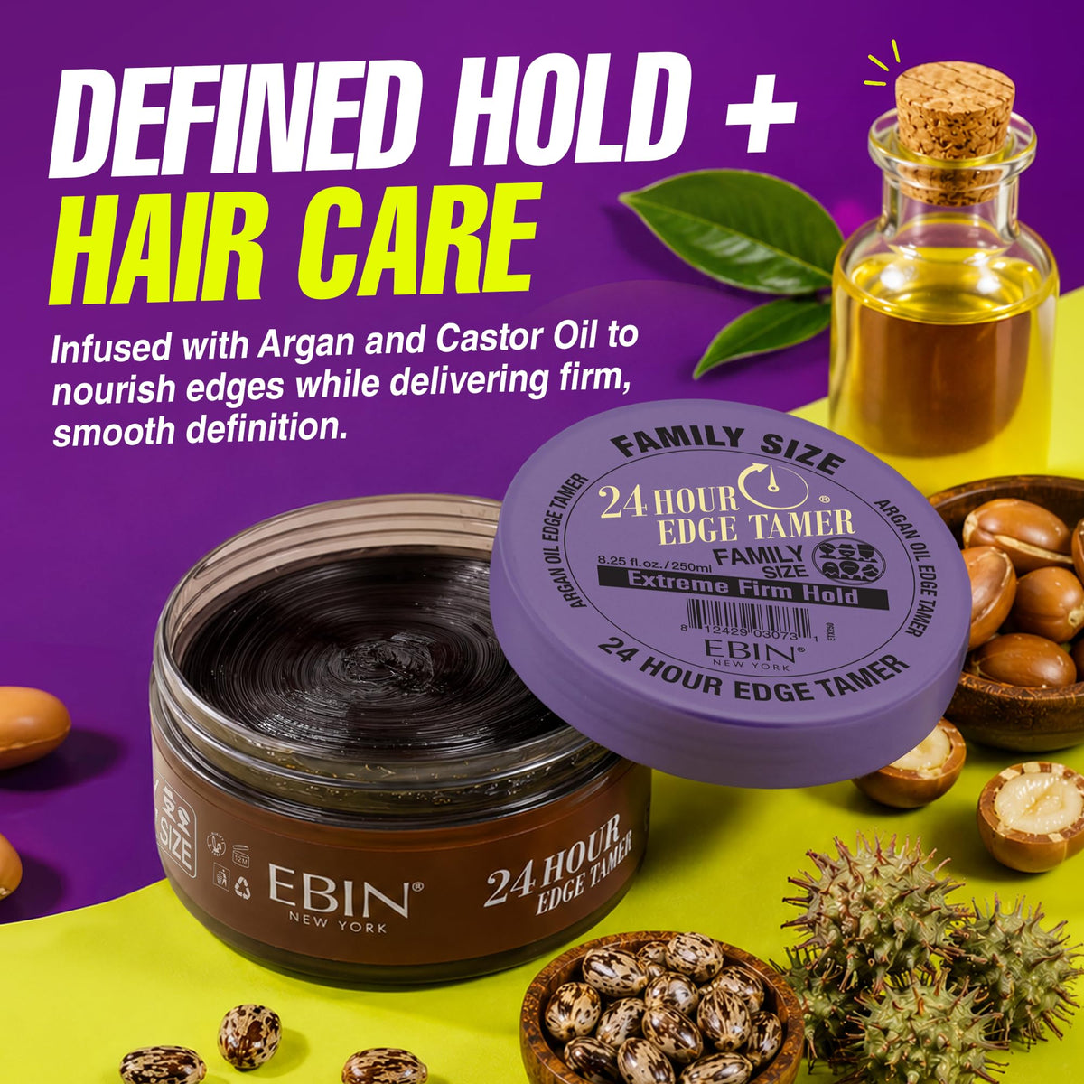 EBIN NEW YORK Edge Tamer with argan and castor oil ingredients