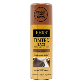EBIN NEW YORK Tinted Lace Aerosol Spray front view, Medium Dark Brown