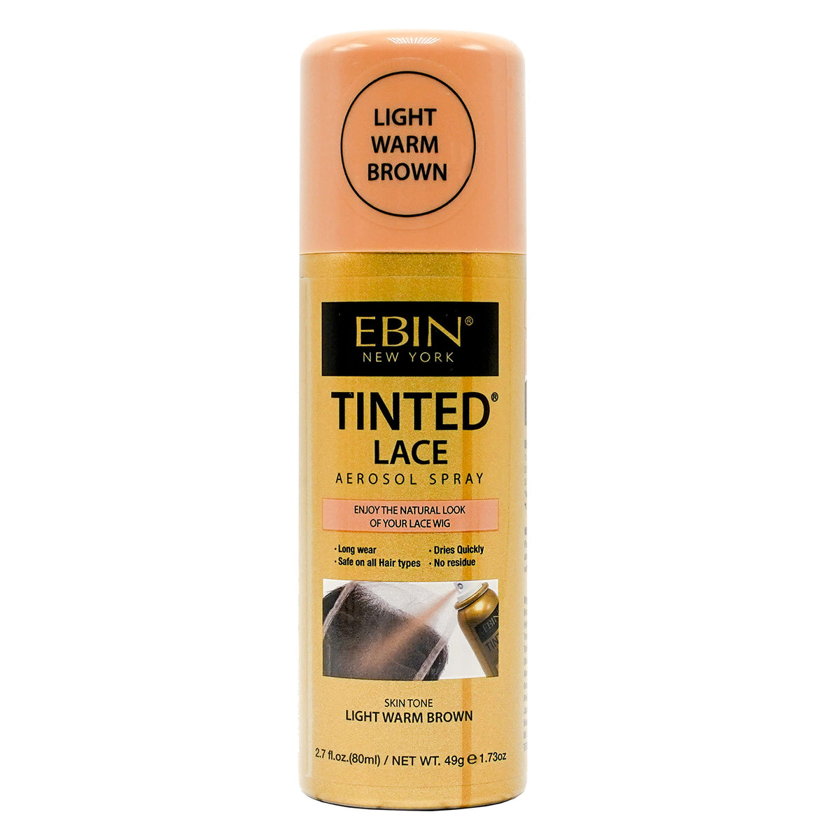 EBIN NEW YORK Tinted Lace Aerosol Spray Light Warm Brown front view