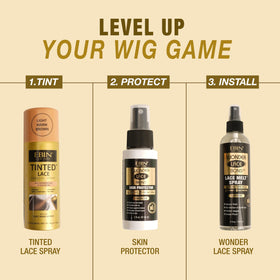 EBIN NEW YORK Tinted Lace Spray Natural Beige on a vanity