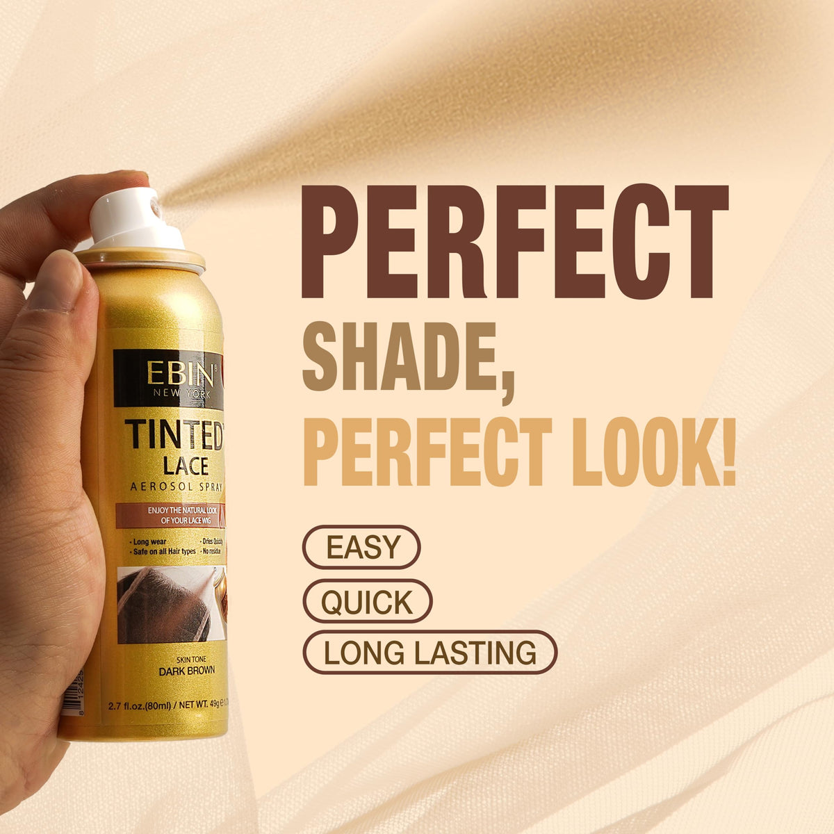 EBIN NEW YORK Tinted Lace Spray Natural Beige side view
