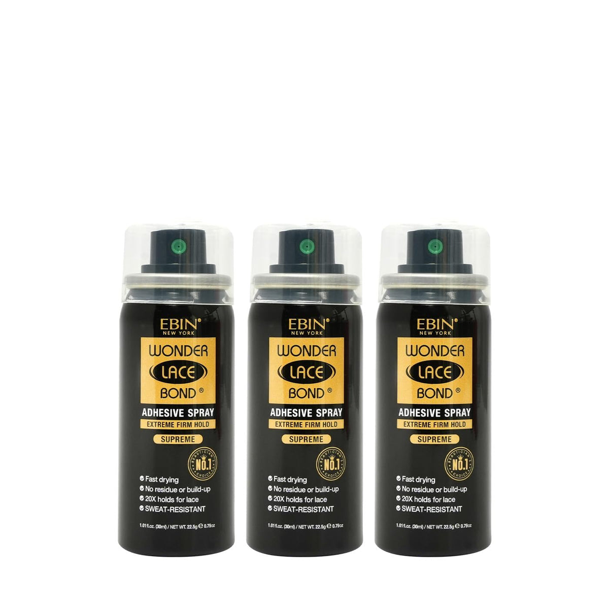 EBIN NEW YORK Wonder Lace Bond Adhesive Spray 3-Pack, 1.01 Fl Oz bottle front view