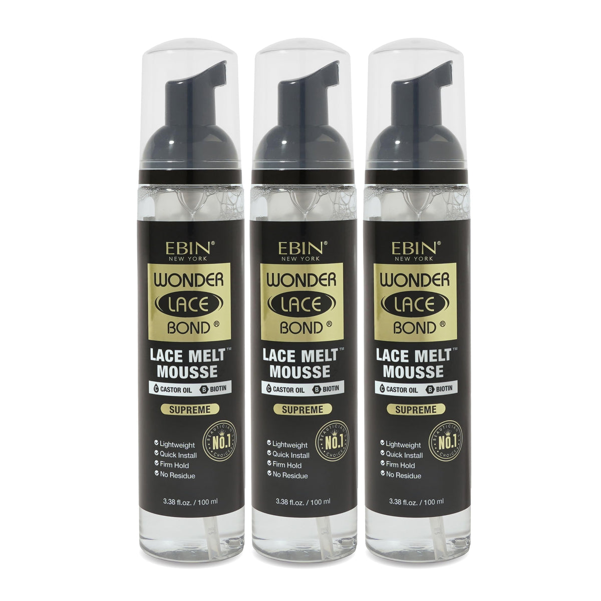 EBIN NEW YORK Wonder Lace Bond Melt Mousse 3-pack front view