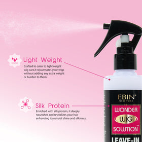 EBIN NEW YORK Wonder Wig Solution Leave-In Conditioner Spray on a wig