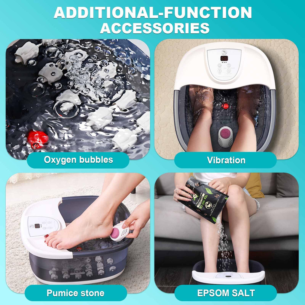 ECARBME Foot Spa Bath Massager showing 22 massage rollers