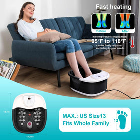 ECARBME Foot Spa Bath Massager showing massage rollers and bubbles