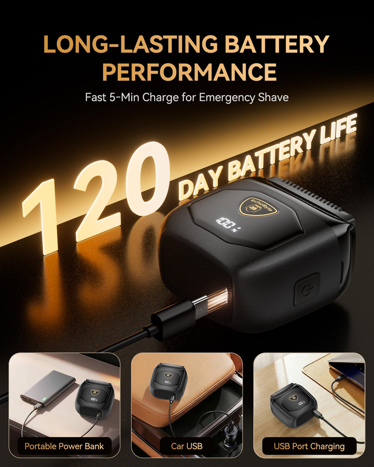EchoByte shaver compact size comparison with smartphone