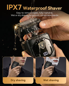 EchoByte shaver demonstrating waterproof feature