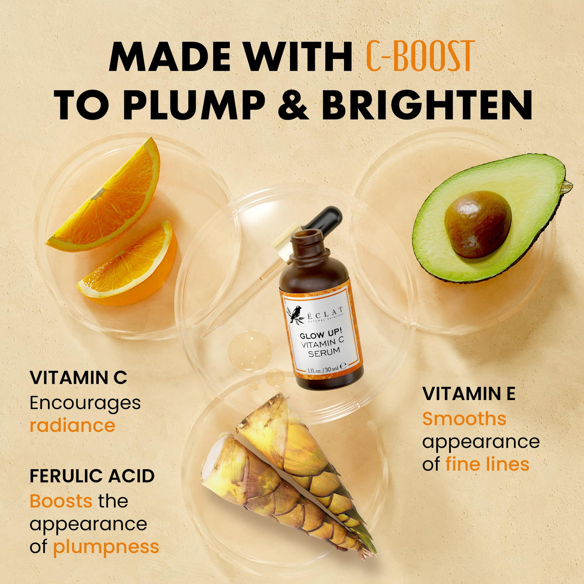 Eclat Skincare Vitamin C Serum bottle with dropper