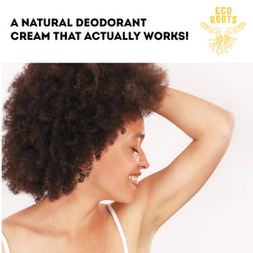 ECO ROOTS Natural Deodorant Cream jar with lid open