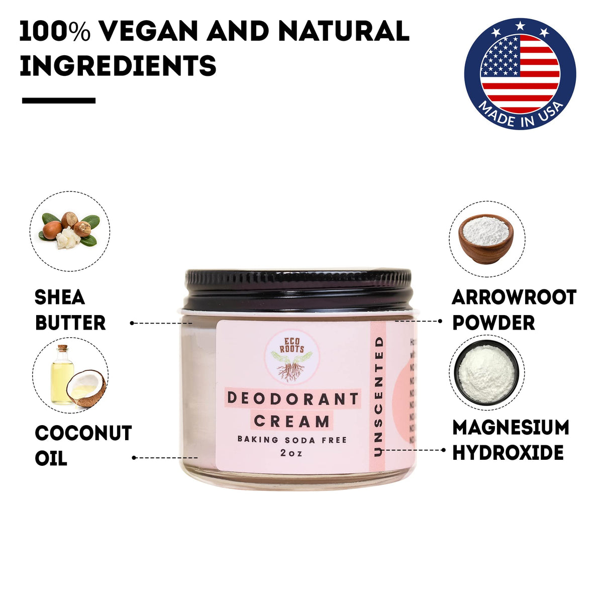 ECO ROOTS Natural Deodorant Cream with organic ingredients