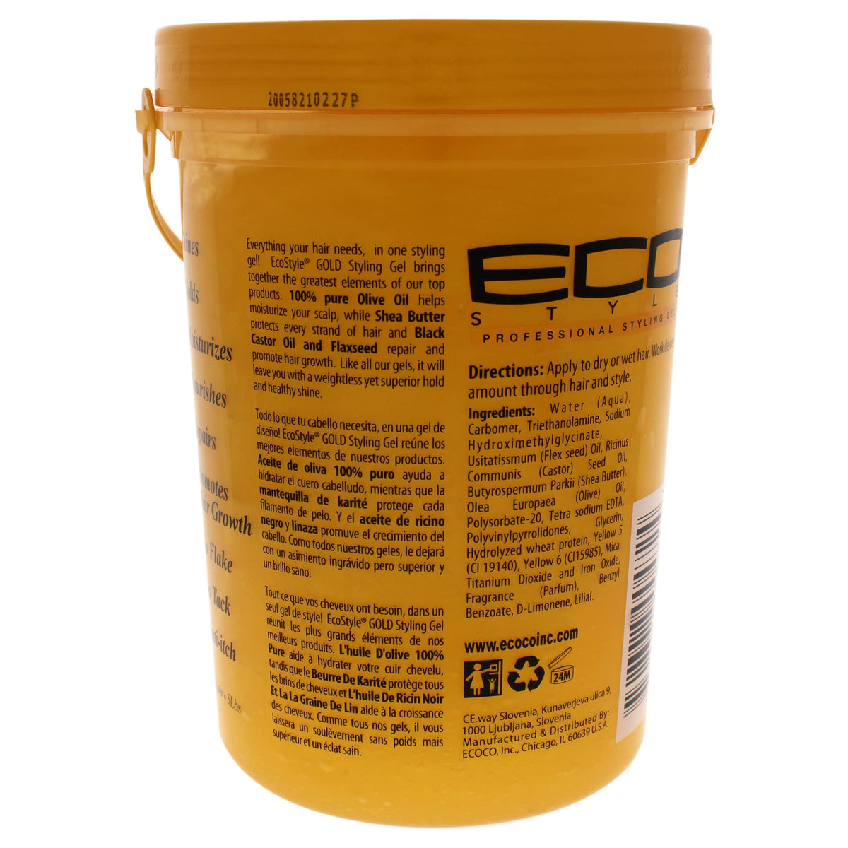 Eco Style Gel 80 oz back view showing usage instructions