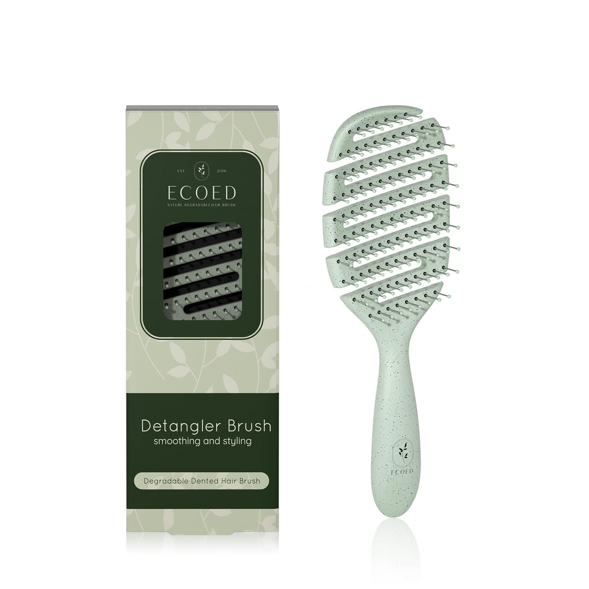 ecoed Detangler Hairbrush green model front view