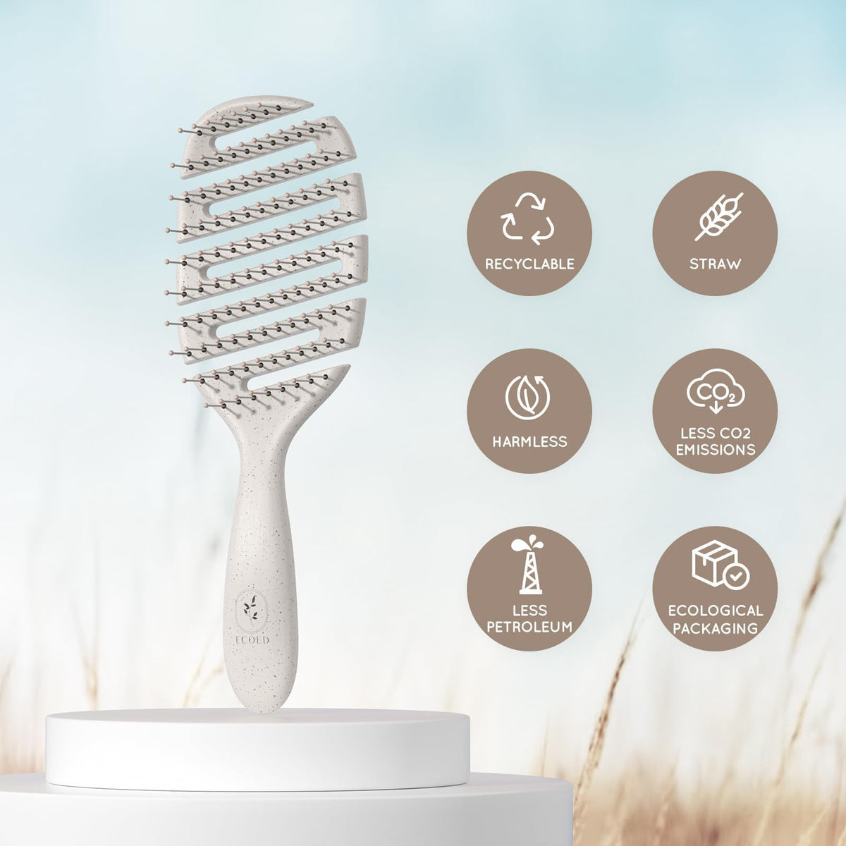 ecoed Detangler Hairbrush in use on wet hair