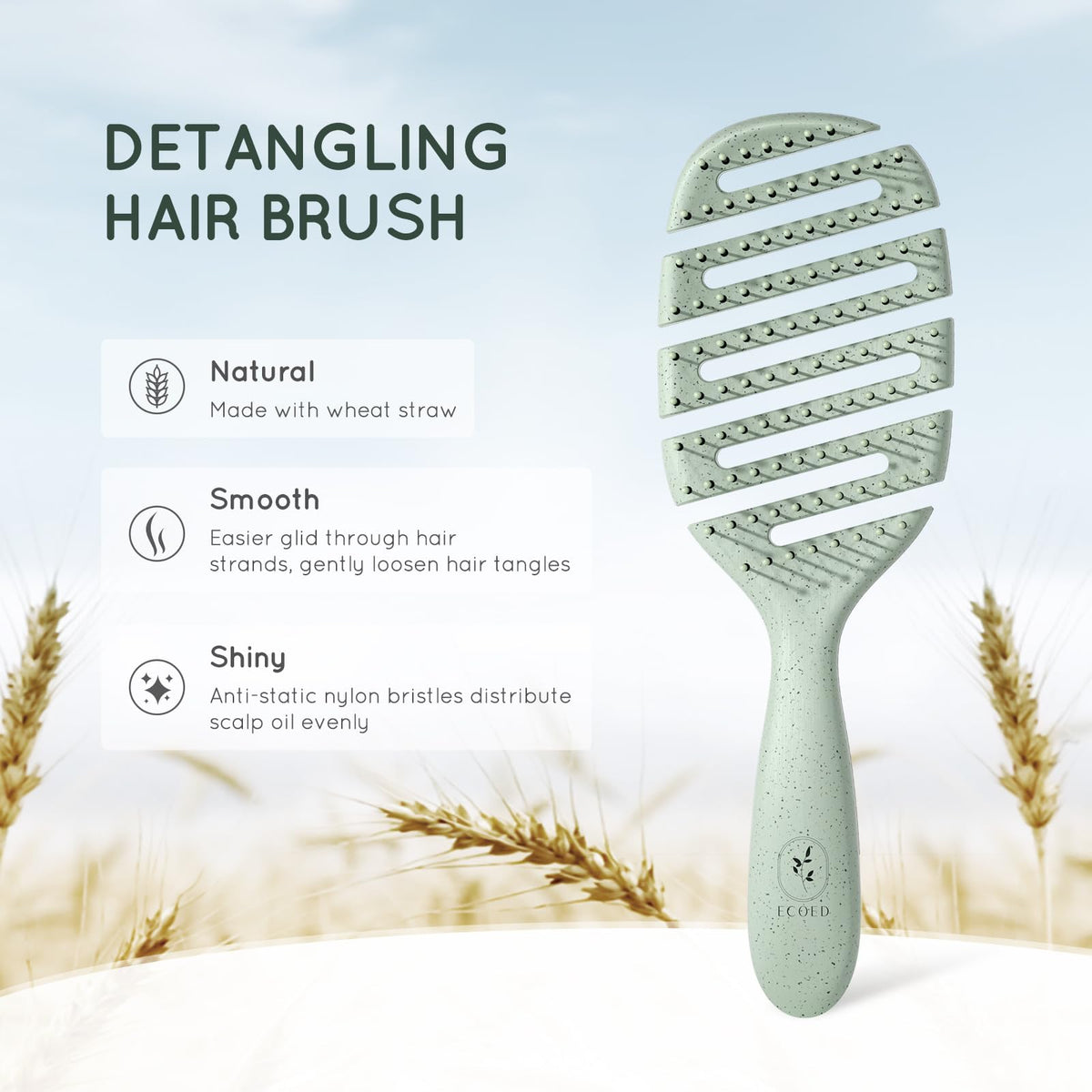 ecoed Detangler Hairbrush showing soft bristles