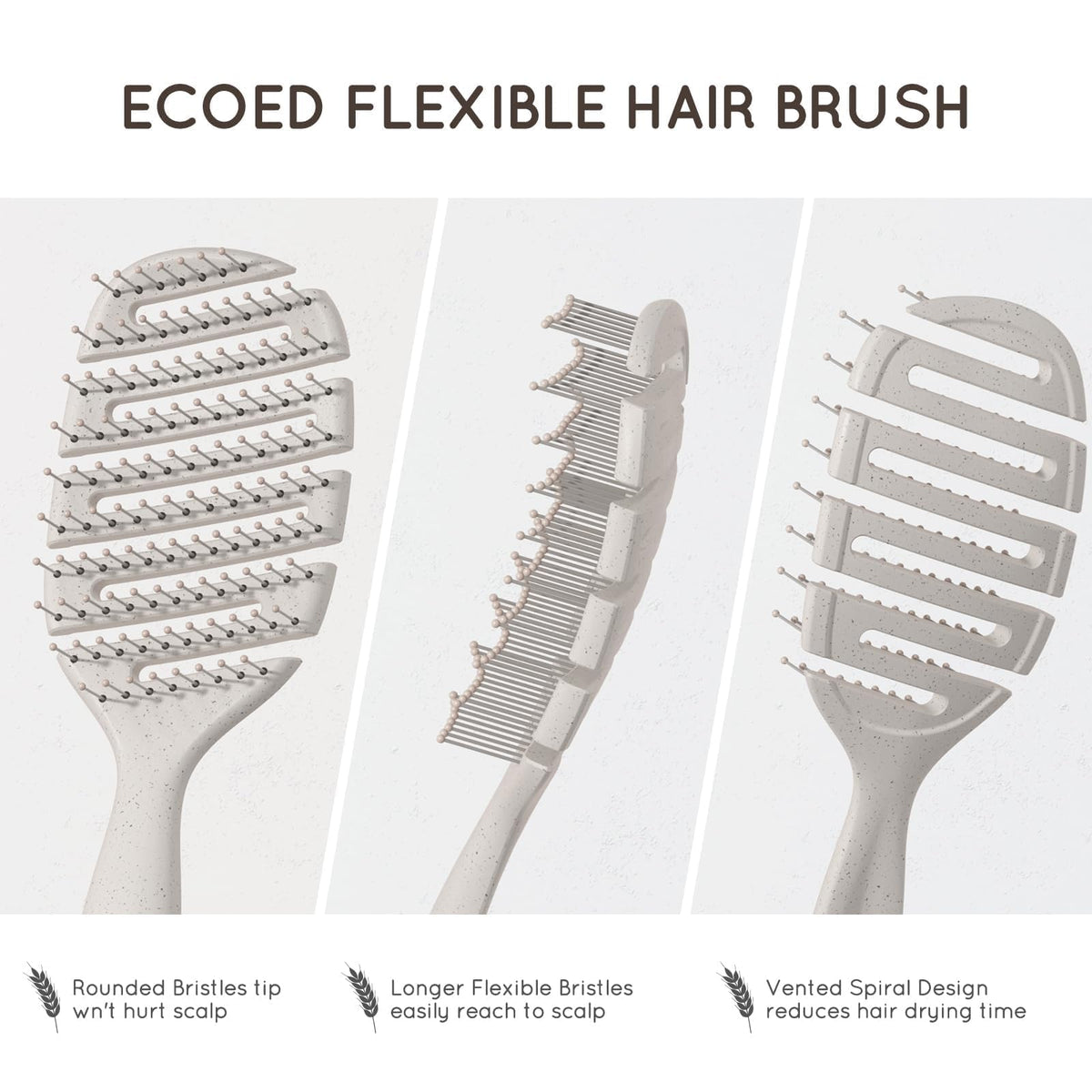 ecoed Detangler Hairbrush with child-friendly spiral bristles
