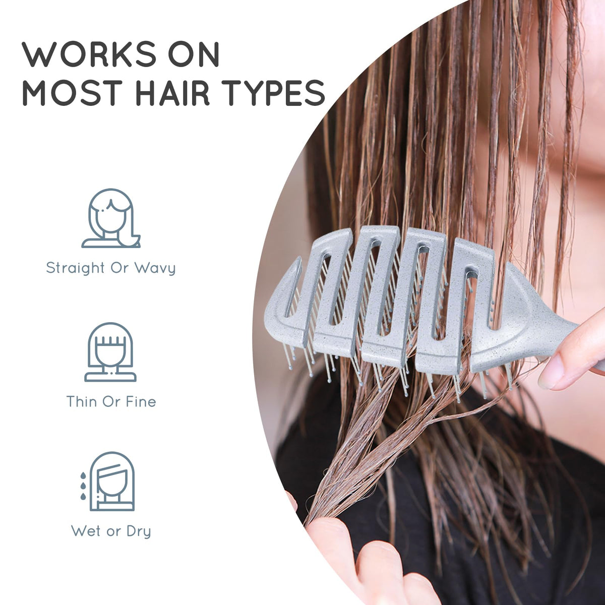 ecoed Vented Detangling Brush in use on dry hair