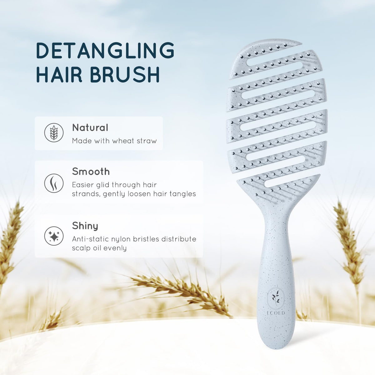 ecoed Vented Detangling Brush showing flexible bristles