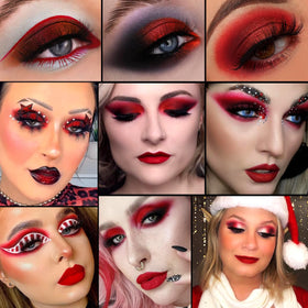ecofavor Red Goth Eyeshadow Palette featuring vibrant red shades on display