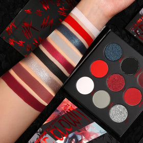 ecofavor Red Goth Eyeshadow Palette front view with 9 vibrant shades