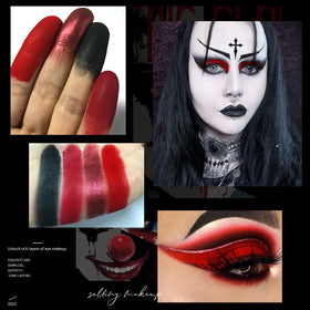 ecofavor Red Goth Eyeshadow Palette showing bright red and dark shades