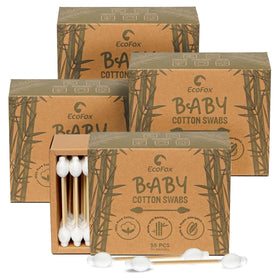 EcoFox Baby Cotton Swabs 220 Count packaging front view