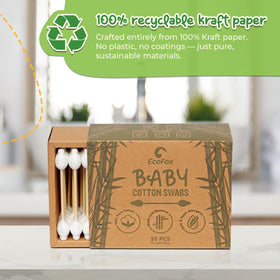 EcoFox Baby Cotton Swabs 220 Count side view