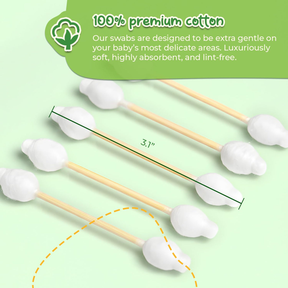 EcoFox Baby Cotton Swabs showing double-tipped safety sticks