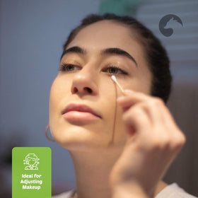 EcoFox Bamboo Cotton Swabs in use for makeup application