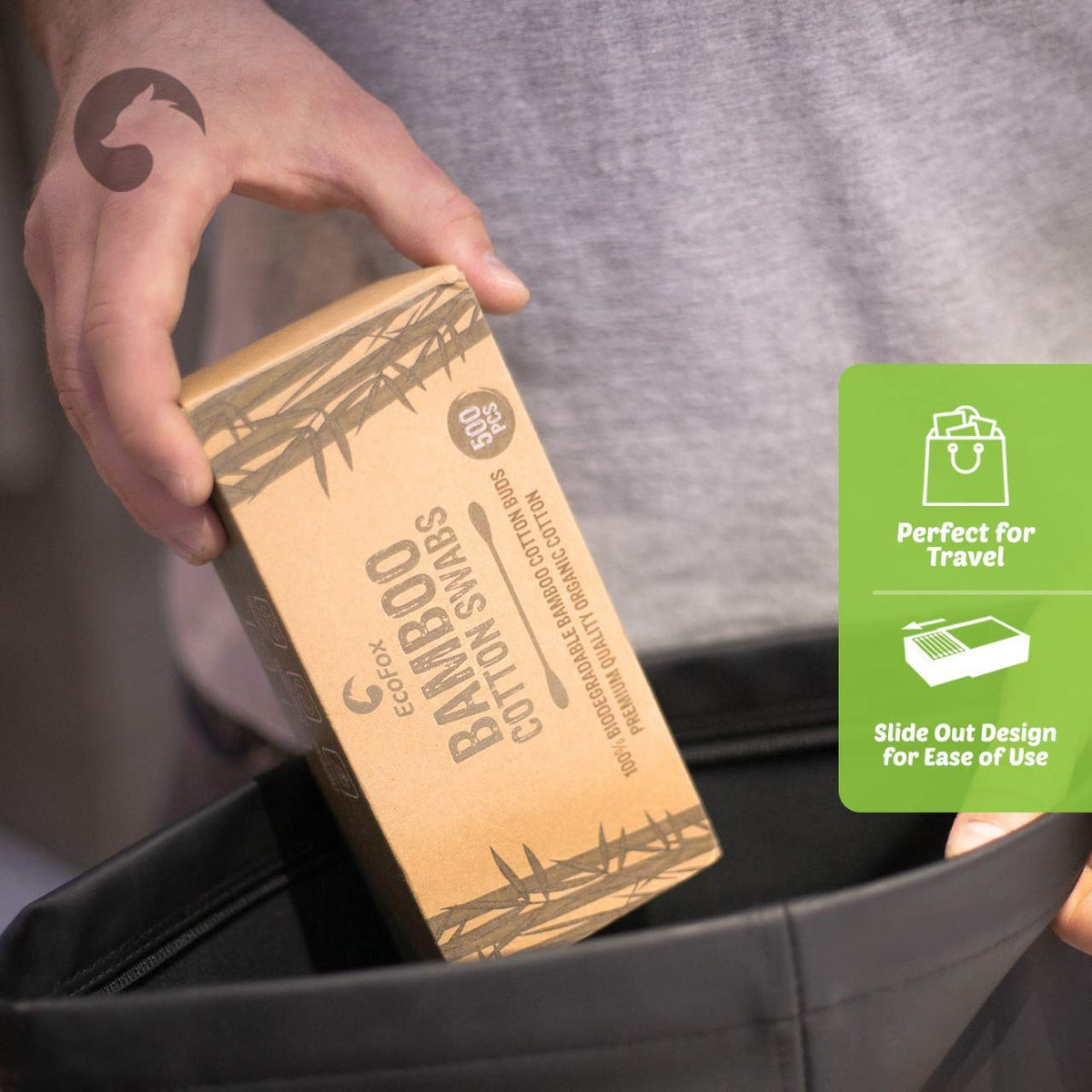 EcoFox Bamboo Cotton Swabs used for cleaning
