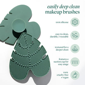 EcoTools Brush Cleaner Mat in use with makeup brushes
