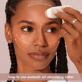 EcoTools Oil Absorbing Facial Roller on a makeup table