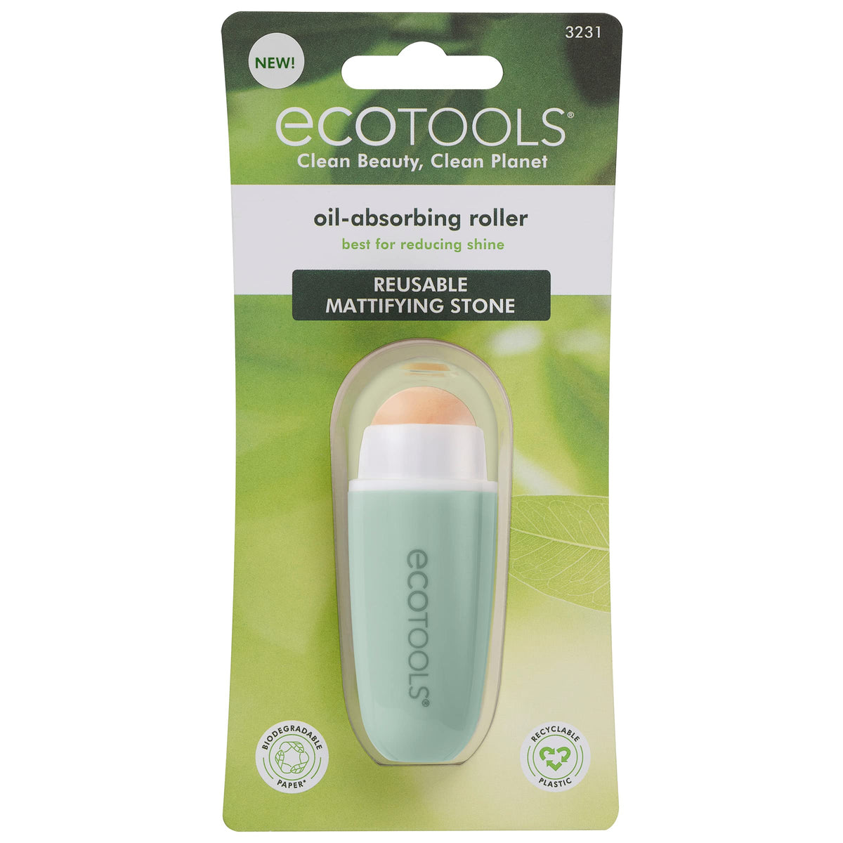 EcoTools Oil Absorbing Facial Roller side view showing handle