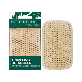 EcoTools Travel Detangler Hairbrush front view with bamboo finish