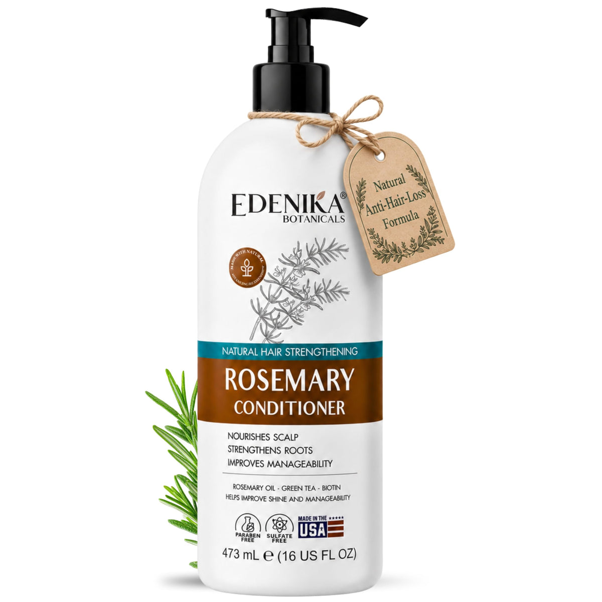 EDENIKA BOTANICALS Rosemary Oil Conditioner 16 fl oz front view