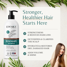 EDENIKA BOTANICALS Rosemary Oil Shampoo back view with ingredient list