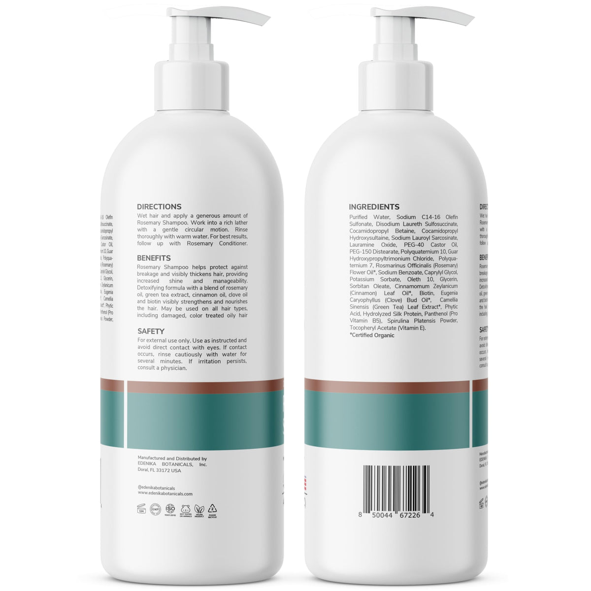 EDENIKA BOTANICALS Rosemary Oil Shampoo with natural ingredients display