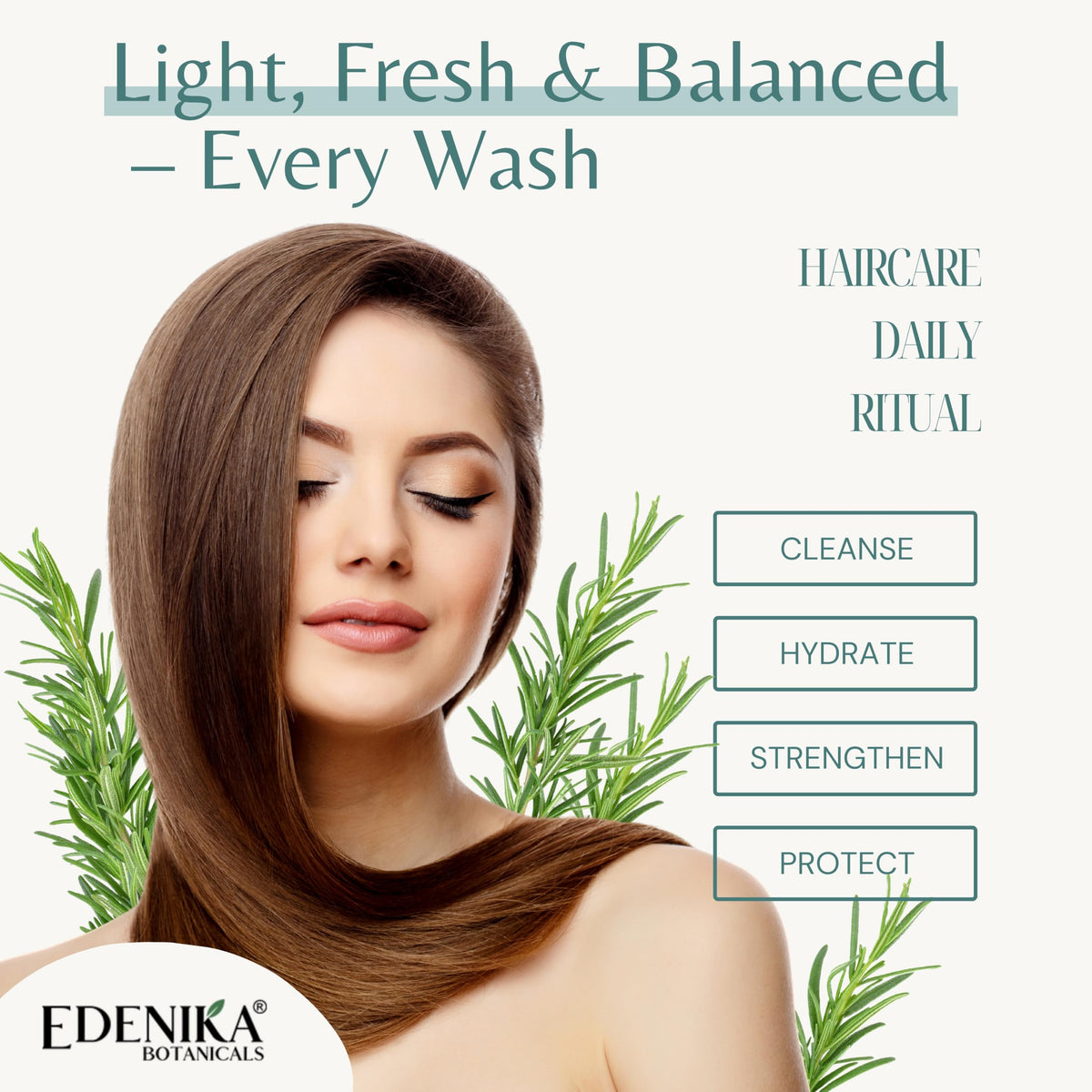 EDENIKA BOTANICALS Rosemary Shampoo and Conditioner set in bathroom setting