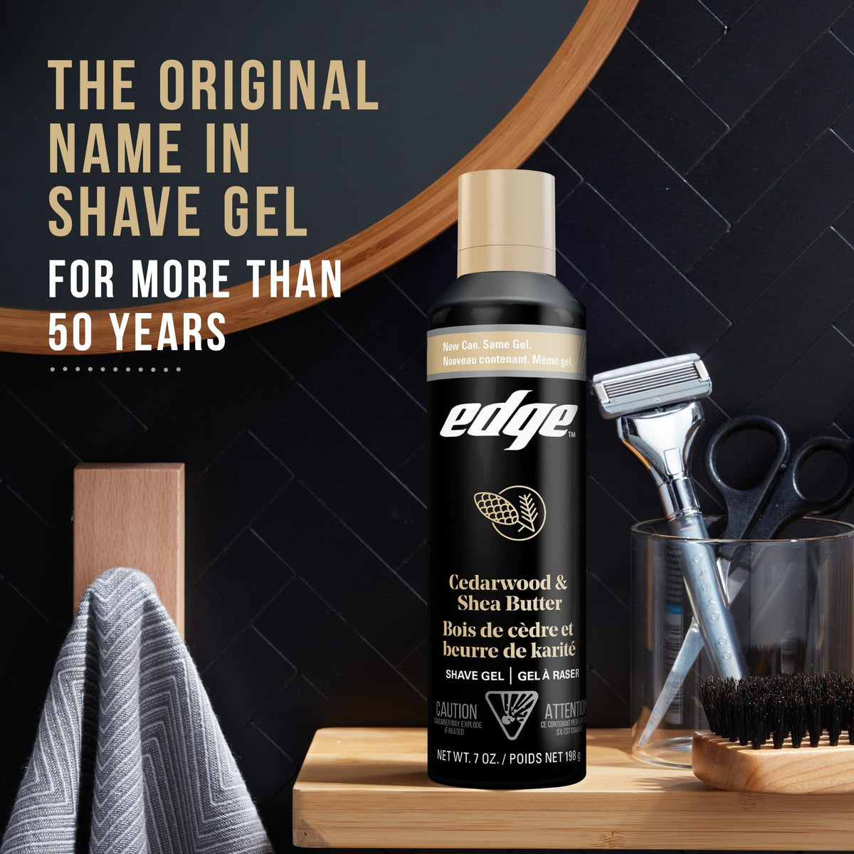 Edge Shave Gel for Men Cedarwood and Shea Butter 3 pack display