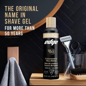 Edge Shave Gel for Men Cedarwood and Shea Butter 3 pack display
