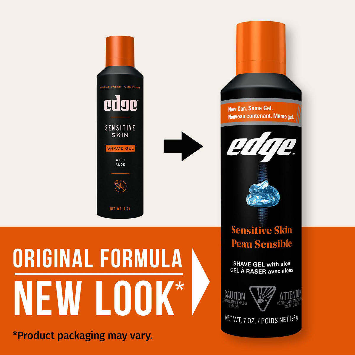 Edge Shaving Gel packaging with aloe and lubricants