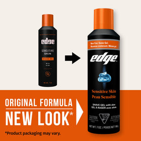 Edge Shaving Gel packaging with aloe and lubricants