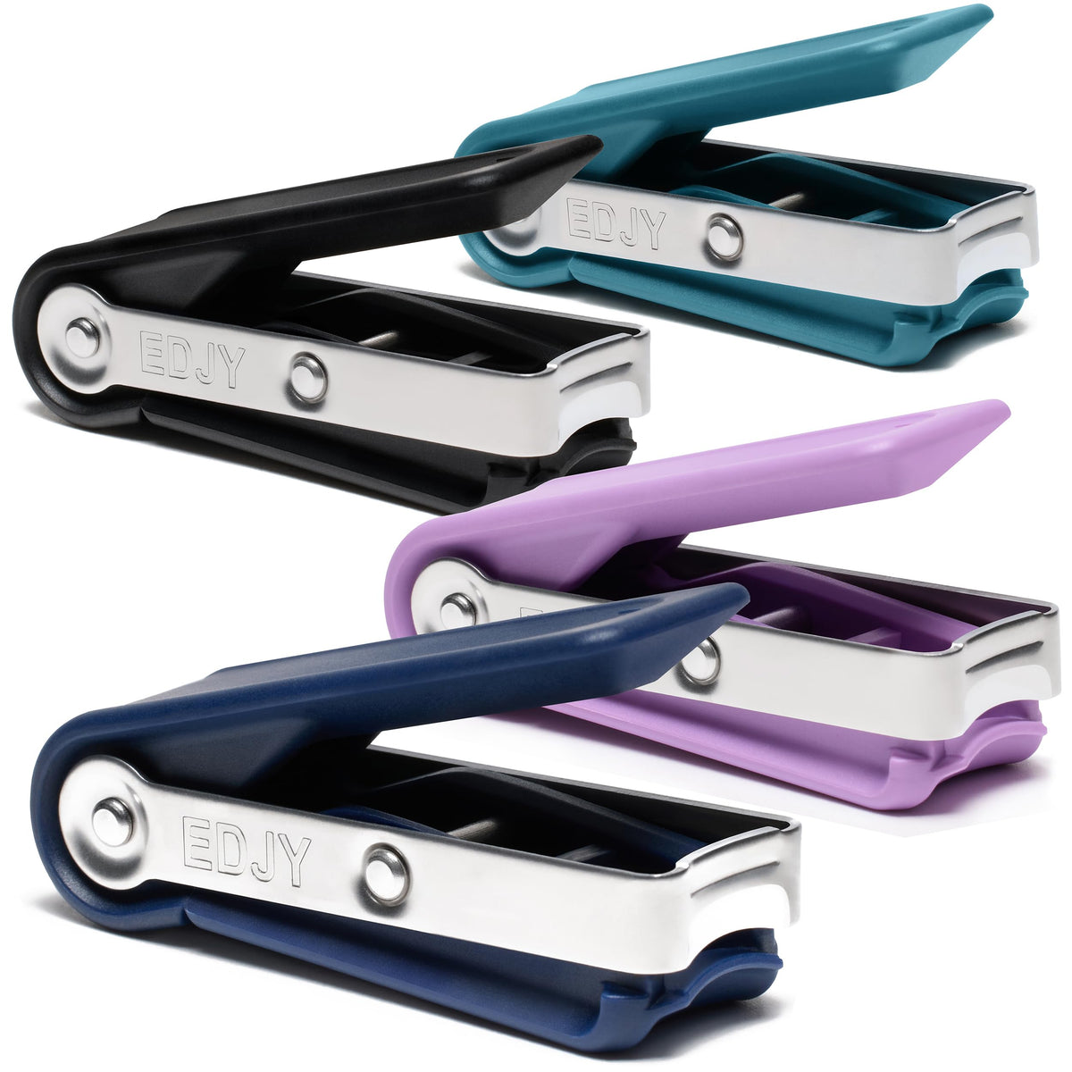 EDJY Fingernail Cutter 4-Pack stainless steel nail clippers front view